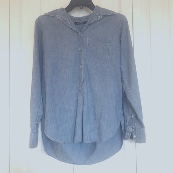 Ralph Lauren Denim High Low Blouse XS - Picture 2 of 6